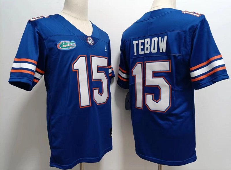 Men Florida Gators #15 Tebow Blue 2025 NCAA Jersey